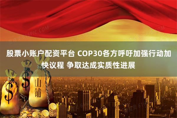 股票小账户配资平台 COP30各方呼吁加强行动加快议程 争取达成实质性进展